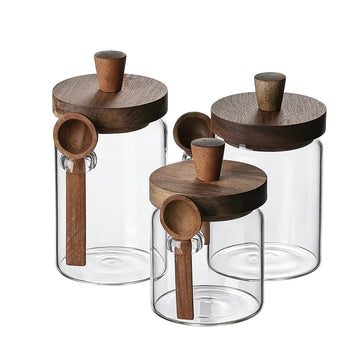 Jatobá – Conjunto de 3 Potes de Armazenamento com Elegância Orgânica