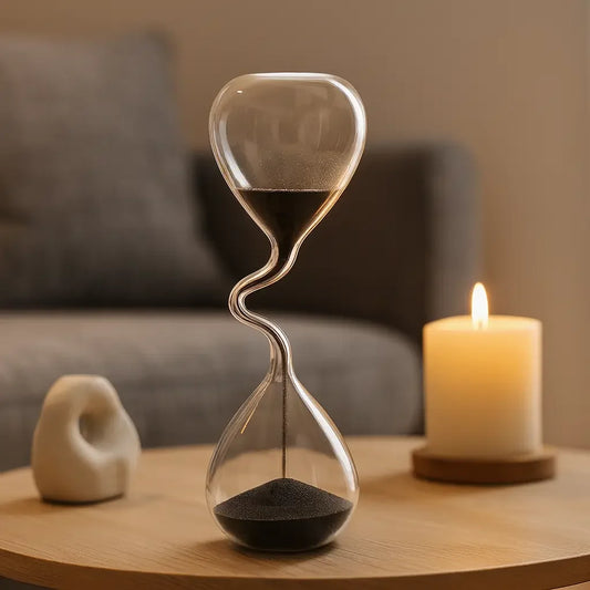 Eterna – Ampulheta Escultural em Vidro Minimalista