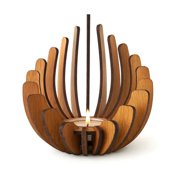 Lótus – Suporte Escultural em Madeira Minimalista